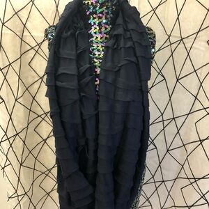 Deep Navy Blue Infinity Ruffle Wrap Scarf